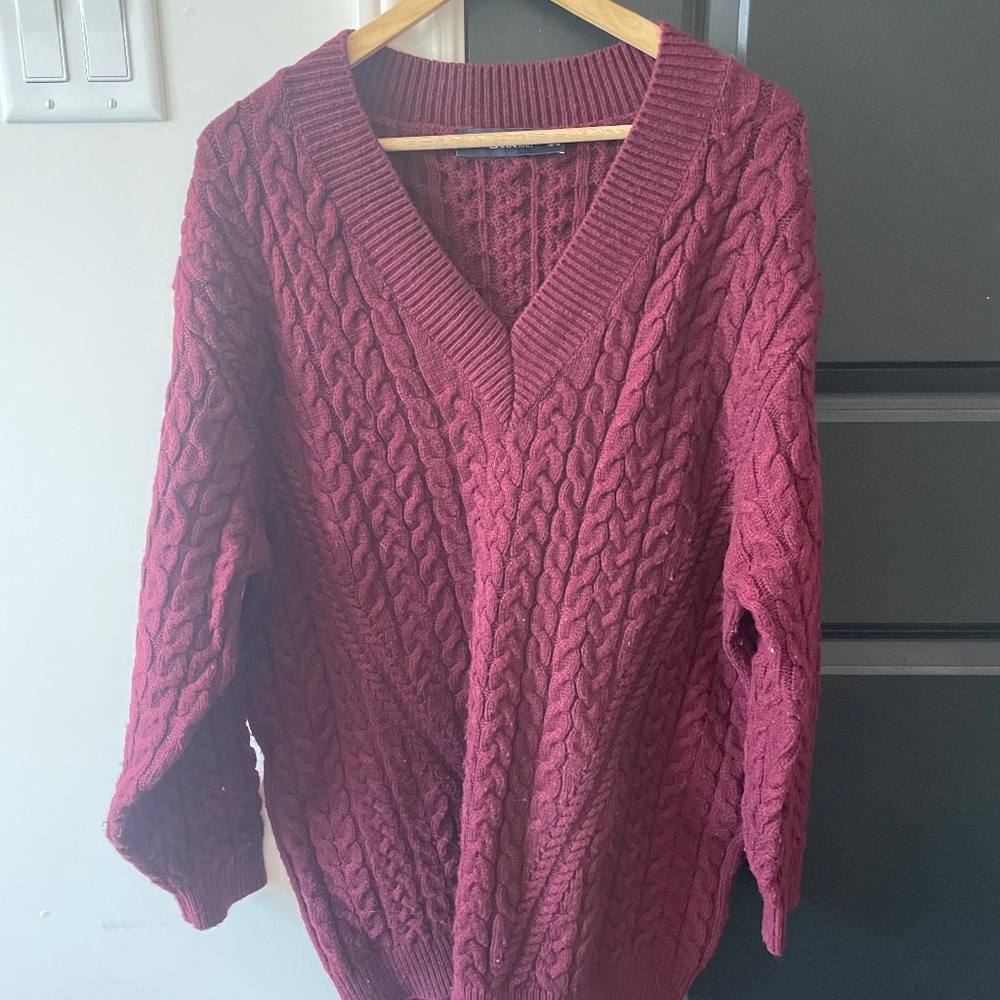 Zara Oversized Knit Sweater Burgundy